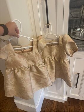 GB girls Gold Satin Floral Dress Top